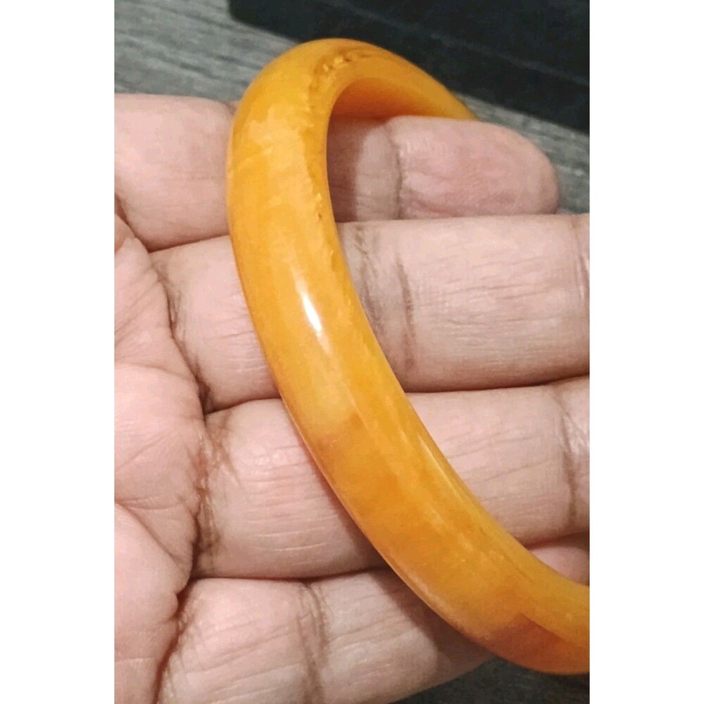 Amber Tone White Brown Marbled Vintage Bangle